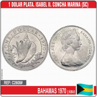 C2608# Bahamas 1970. 1 Dólar. Isabel II. Caracola Marina (SC) KM-8 - Bahama's