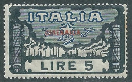 1923 CIRENAICA MARCIA SU ROMA 5 LIRE MNH ** - RA21-4 - Cirenaica