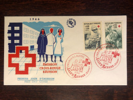 REUNION FDC COVER 1966 YEAR RED CROSS HEALTH MEDICINE STAMPS - Covers & Documents