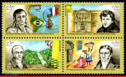 Ref. BR-V2016-04 BRAZIL 2016 - WITH FRANCE, ARTISTICMISSION ARRIVAL, ART, SHIPS, SET MNH, RELATIONSHIP 4V - Unused Stamps