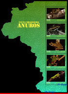 Ref. BR-V2021-13-P BRAZIL 2021 - BRAZILIAN FAUNA: ANUROS, FROGS, AMPHIBIANS, STRIP AND LABEL MNH, FAUNA AND FLORA 5V - Neufs