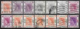 1954 HONG KONG SET OF 14 USED STAMPS (Michel # 178,179,183,185,187,189) CV €4.40 - Usados