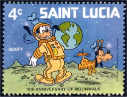 580 Saint Lucia Disney Moonwalk Dingo Goofy Marche Lune MNH ** Neuf SC (LUC-46b) - USA