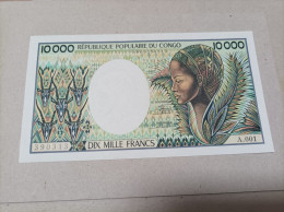 Billete Congo, 10000 Francos, Año 1983,, Serie A001, Nº Bajisimo 0000390313, UNC - Democratic Republic Of The Congo & Zaire