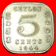 * GREAT BRITAIN WARTIME (1939-1945): CEYLON  5 CENTS 1944 DIES 1+A! GEORGE VI (1937-1952) · LOW START ·  NO RESERVE! - Sri Lanka