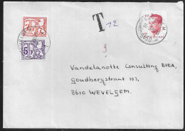 Belgium. Stamps Sc. 1092, J73, J74 On Commercial Letter, Taxed - Postage Due Stamps, Sent From Winkel On 26.02.1990 - Brieven En Documenten