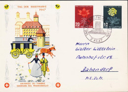 1947. HEVETIA. PRO JUVENTUTE 20+1+ And 10+10 C Jonason Fine TAG DER BRIEFMARKE Postcard Cancelled TAG DER ... - JF543614 - Brieven En Documenten