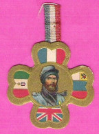 Insigne Patriotique Guerre 1914 Journées Du Poilu 1915 Fantassin Et Drapeaux Alliés + Ruban Tricolore - Autres & Non Classés