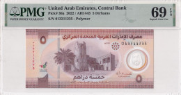 United Arab Emirates, 5 Dirhams 2022 P#36a PMG 69EPQ - Verenigde Arabische Emiraten