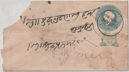 India. Indian States Gwalior.1883 Victoria Cover White  Brownish 118x66 Mm. Gwalior Over Print On Victoria Envelope(G52) - Gwalior