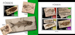 Guinea Bissau 2021, Fossils II, 4val In BF +BF - Fossilien