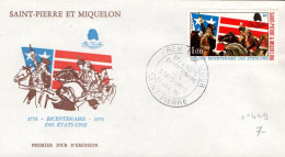 SAINT PIERRE ET MIQUELON FDC 1976 BICENTENAIRE U S A - FDC