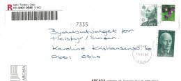 Norway  1998 Registered Lette Native Plants,  Pansy, Vesaas, Mi 1131, 1270 And 1262  Cancelled Torshov Oslo 13.3.98 - Lettres & Documents