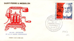 SAINT PIERRE ET MIQUELON FDC 1976 CENTENAIRE DU TELEPHONE - FDC