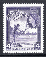 British Guiana 1954-63 QEII Pictorials - 4c Shooting Fish HM (SG 334) - Guyana Britannica (...-1966)