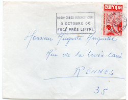 1966 - RENNES GARE - Moto-Cross International ERCE Près LIFFRE - Aushilfsstempel