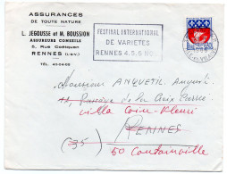 1966 - RENNES R.P. - Festival International De Variétés - Temporary Postmarks