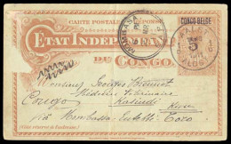 BELGIAN CONGO. 1911 (9 March). REPLYCARD Used Back From Belgium. Alost To Kasindi, Via Kima-Mombassa-Entebbe (31 March)- - Andere & Zonder Classificatie