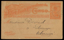 BELGIAN CONGO. 1902 (10 Nov.). Irebu To Libenge / Ubangú (Dec.11), Internal Local Usage Stationery Card Over One Month!  - Sonstige & Ohne Zuordnung