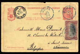 BELGIAN CONGO. 1897. Early Stationery. Aditional Franking. Boma. To Namur…Very Scarce. F-VF. - Otros & Sin Clasificación
