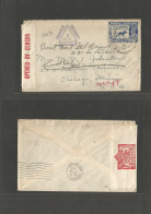 BURMA. 1940 (2 Aug) Tonnguo - USA, Chicago, Ill (Oct 16) Fkd Env, Violet Censor Cachet + Label. Fine Used And Scarce. - Burma (...-1947)