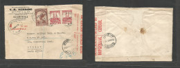 BELGIAN CONGO. 1941 (8 Dec) Elisabethville - South Africa, Durban Via Joburg (15 Dec) Comercial Registered Multifkd Env  - Sonstige & Ohne Zuordnung