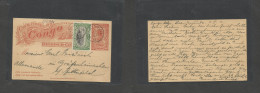 BELGIAN CONGO. 1912 (4 March) Lac Uremba - Germany, Bitterfeld. 5c Red Stat Card + 5c Adtl, Cds Via Elisabethville (30 M - Autres & Non Classés