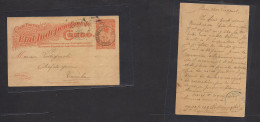 BELGIAN CONGO. 1898 (27 May) Etat Indep Congo. Couquilhatville - TUMBA (14 June) Very Rare 10c Red Stat Card On Internal - Autres & Non Classés