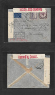 BELGIAN CONGO. 1941 (8 Febr) Kongolo - South Africa, Joburg. Air Multifkd Env With Dual Censorship Labels, Including Rar - Sonstige & Ohne Zuordnung