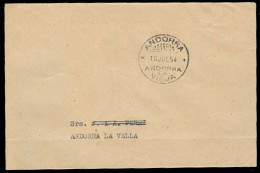 ANDORRA. 1954 (10 Julio). A La Vieja. Uso Local Franqueo Gratuito Según Establecido. Reverso Marca Banco Agricola. - Other & Unclassified