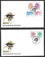 VIETNAM. N°2394-9 De 2012 Sur 2 Enveloppes 1er Jour. Pagodes. - Boeddhisme