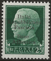 RSIBA9N - 1943 RSI/Base Atlantica, Sass. Nr. 9, Francobollo Nuovo Senza Linguella **/ - Local And Autonomous Issues