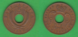 British East Africa 5 Cents 1957 KN Birmingham Mint Afrique Orientale Britannique - Colonia Britannica