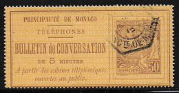 Monaco Timbre Téléphone N°1 Oblitéré. Signé Baudot. Cote 570€ - Telefoonzegels