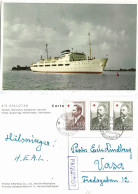 Finland 1957 Postcard   Steam Ship SS AALLOTAR Mi 469, 468, 468  Cancelled Helsingfors Pacquebot 7.8.57 - Lettres & Documents