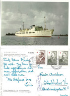 Finland 1957 Postcard   Steam Ship SS AALLOTAR Mi 469, 468, 468  Cancelled Helsingfors Pacquebot 7.8.57 - Brieven En Documenten