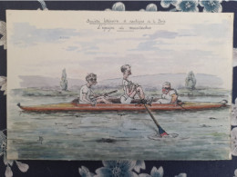 DESSIN SIGNE M D ( DESJARDINS ) AVIRON SOCIETE LITTERAIRE ET NAUTIQUE DE LA BRIE - Canottaggio