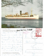 Finland 1959 Postcard   Steam Ship SS Wellamo  Mi  500  Cancelled "With Boat From Finland" - Stockholm 14.6.59 - Lettres & Documents
