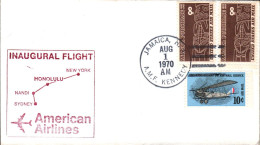 USA ETATS UNIS 1ER VOL 747 AMERICAN AIRLINES JAMAICA N Y - SYDNEY 1970 - Enveloppes évenementielles