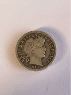 1914 USA Barber 90% Silver Dime Coin, Fine - 1892-1916: Barber