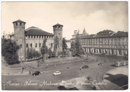 Postcard Italy Torino Palazza Madama Al Centro Die Piazza Castella, S/w, 1955, Orig. Gelaufen, Karte Hat Fehler, II- - Orte & Plätze