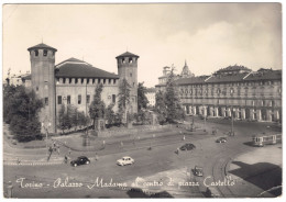 Postcard Italy Torino Palazza Madama Al Centro Die Piazza Castella, S/w, 1955, Orig. Gelaufen, Karte Hat Fehler, II- - Plaatsen & Squares