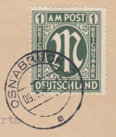 Bizone AM-Post 1 Reichsmark Mi.-Nr. 35 Auf R-Brief, O OSNABRÜCK 9.5.46 Gpr. BPP - Covers & Documents