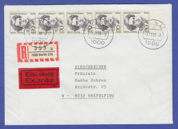 Berliner Frauen 170 Pfg 5er-Streifen Als Portoger. MEF Auf R-Express-Brief.  - Lettres & Documents