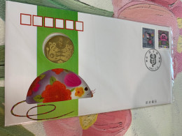 China Stamp A FDC New Year Rat With Coin No Face - Nuevos