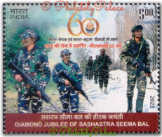 India 2023 Sashastra Seema Bal,Police,Forces,Borders With Nepal And Bhutan, 1v Stamp MNH (**) Inde Indien - Unused Stamps