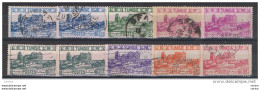 TUNISIA:  1926/49  DEFINITIVA  -  INSIEME  10  VAL. US. -  YV/TELL. 140//298 - Oblitérés