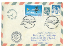 COV 87 - 1075 Flight, BUCAREST-PARIS, France-Romania - Cover - Used - 1990 - Brieven En Documenten