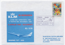 COV 87 - 985 Flight, BUCAREST-AMSTERDAM, Netherlands-Romania - Cover - Used - 1996 - Lettres & Documents