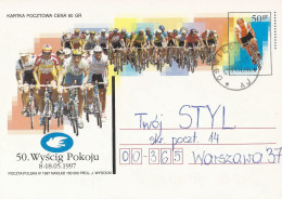 Poland Postcard Used Cp 1144.01: Sport Cycling Peace Race 1997 (postal Circulation Oswiecim) - Postwaardestukken